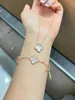 Designer van Cl-Ap Sterling Silver S925 High Edition Four Leaf Gräs Nytt färgrosa Shell Necklace 18K Rose Gold Natural Five Pollen Armband Essence 8JD0