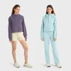 Dames Oversized Sporthoodie Lu-18 Half Zip Yoga-outfits Jas met lange mouwen Fitness Workout Capuchon Hoge Elasticiteit Trui met ronde hals G 38