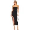 Casual Dresses Black Off Shoulder Women Sexy Strapless Chain Bodycon Bandge Long Maxi Mid-Calf Celebrate Marriage Wedding Party 2024 Dress