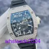 RichardMiles RM010 AG WG Watches Automatic Mechanical Men's Watch RM Chronograph Original Shell Outer Ring Rear Diamond Side Full Diamond 18K Platinum HB 3N51