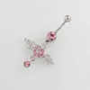 Navel Bell Button Rings New Angle Wings Pink Zircon Fashion High Quality Surgical Steel Navel Piercing Belly Button Rings Belly Piercing Body Jewelry YQ240125
