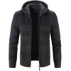 Men's Sweaters Hooded Plaid Long Sleeve Sweater Autumn Winter 2024 Large Casual Wool Liner Cardigan Jacket Knitted Coat Men