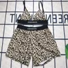 Luipaardprint Dames Sling Vest Shorts Badmode Pakken Designer Bikini Sportbeha 2 Stuks Sets Mode Sexy Yoga W 94