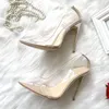 Модельные туфли, прозрачные туфли из ПВХ на высоком каблуке 12 см с острым носком, женская обувь для свадебных вечеринок, 10 см 8 см, QP187 ROVICIYA