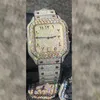 Rose Gold Srebrne Srebrne Cubic Zirkonia Diamonds Watch Arabskie numery Luksusowe Missfox Square Automatyczne mężczyźni Pełne losowane zegarki zegarki sześcienne z cyrkon z pudełkiem