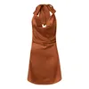 Abiti casual con spalline sottili Abito a trapezio Halter Sexy raso allentato estivo per le donne Club Party Mini abiti