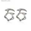 Stud Irregular Liquid Metal Hollow Earrings Style Hip-Hop Punk Fashion Personality Stud Earrings for Women Girl Travel Accessories Q240125