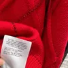 Женские свитера 2024, весенняя мода, красный вязаный пуловер, свитер с ромбовидной сеткой и бантом, свободный декор