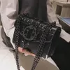 European Fashion Female Square Bag 2020 New Quality PU Leather Women's Designer Handbag Rivet Lock Chain Shoulder Messenger b2347