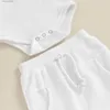 Ensembles de vêtements coton doux nouveau-né bébé garçon vêtements printemps nouveaux enfants gaufre combinaison tenues à manches longues barboteuse + pantalon taille élastique ensemble pour bébé