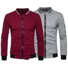 Giacche da uomo Casual Moda Sport Cerniera Giacca con colletto rialzato in cardigan scozzese slim a maniche lunghe a maniche lunghe