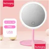 Compact Mirrors Makeup Mirror With Led Light Adjustable Touch Dimmer Vanity Table Cosmetic Smart Eye Protection Fill Drop Delivery H Oteum