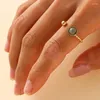 Anéis de cluster vintage torção anel de pedra natural para mulheres meninas aço inoxidável banhado a ouro abertura ajustável jóias de luxo presentes de festa