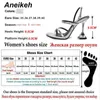 Sandaler Aneikeh Silvery Gladiator Sandaler High Heels Women Square Head Open Toe Clip-On Strappy Party Dress Shoes Summer Ankle Straps J240125