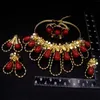 Collana Orecchini Set Oro Italiano Placcato Brasile Gioielli Donna Grande pendente a goccia di olio rosso Banchetto di nozze di lusso