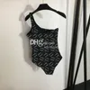 Sexy Swimsuit Designer Swimwear Luxury Letter Print Women Bikinis One Shoulder One Piece Swimsuit Bandeau Diving Suit