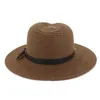 Berets Womens Summer Panama Jazz Hatts Wide Brim Straw Sun Hat Beach For Men mode Upf UV Protection Fedoras Cap Travel