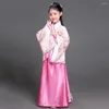 Сценическая одежда Hanfu, детский китайский костюм 2024, детские платья с цветочным узором для девочек, традиционное женское платье феи для танцев для взрослых