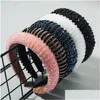 Diademas Accesorios para el cabello coreano Esponja Diademas Banda Borde ancho simple Moda brillante Diadema de cuentas hecha a mano 6 colores Venta al por mayor Gota Dhixv