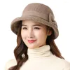 Berets Dacron Inverno Quente Bacia Chapéu Moda Bow Knot Plush Woolen Cap Espessado Top