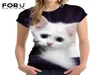 Forudugtigns Moda 3D hayvan Pet Kedi Baskı Tişörtü Kadınlar için Harajuku Style Tees Kadın O Boyun Kısa Kollu Tshirt Blusa Y13607846