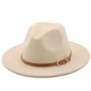 56-60 cm WhiteBlackWide Brim Fedora Hat Mujeres Hombres Imitación Lana Fieltro Sombreros con cadena de metal Decoración Panamá Jazz Chapeau hat 240125