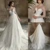 Klassieke A-lijn Vrouwen Trouwjurk Hoge Kraag Lange Mouwen Bruidsjurken Pailletten Sweep Trein Jurk Custom Made vestidos de novia