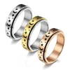 Anéis giratórios de aço inoxidável de 6mm, lua, estrela, anel para mulheres, alívio do estresse, ansiedade, noivado, casamento, promessa, band264o