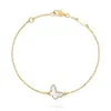 Van-Clef & Arpes Bracelet Designer Luxury Fashion Women Four Leaf Grass Butterfly Bracelet Double Sided Natural White Fritillaria High Edition Thick Plated V Gold 18K