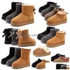 Raquetas de nieve Mini botas de nieve esponjosas Diseñador Mujeres Invierno Australia Plataforma Ug Bota de piel Zapatilla Tobillo Zapatos de lana Piel de oveja Real Leathe DHFJ3