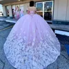 Roze Glanzend Quinceanera Jurken 2024 Crystal Applique Kant Prinses Vestidos De 15 Anos Lace-Up Baljurk Sweet 16 Jurken