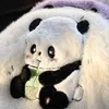 Suéteres femininos bonito dos desenhos animados panda impresso para meninas estudantes preppy solto oversized o-pescoço pulôver inverno jumper y2k kawaii roupas