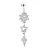 Navel Bell Button Rings Trendy Sexy Crystal Metal Navel Nail Shiny Zircon Flower Dangle Belly Button Rings For Women Fashion Body Piercing Jewelry YQ240125