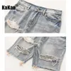 Shorts pour hommes Kakan - Nouveau short en denim en détresse d'été pour hommes jeunesse coréenne populaire coupe mince petite jambe quart pantalon jean K58-DK322 J0124