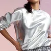 Bluza damska bluzy srebrna metalowa bluza dla kobiet z długim rękawem błyszczące topy High Street punk Glitter Autumn strój