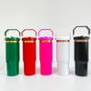 Kids outdoor sports straw bottle stainless steel vacuum insulated 30oz powder coated gold copper plated flip top straw tumbler for laser engraving