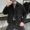 Men's Jackets Spring And Autumn Male Retro Casual Corduroy Coat/Men Versatile Loose Long Sleeved Single Breasted Flip Collar Jacket M-3XL