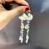 Stud 2023 Summer New Korean Fashion Retro Lily of the Valley Flower Baroque Pearl Shell Zircon Tassel Elegant Ladies Earrings Luxury Q240125