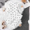 Kledingsets Leuke ruches babymeisjes outfits set pasgeboren kleding hartprint geribbelde tops met lange mouwen en elastische flare broek pak voor peuter