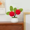 Decorative Flowers Kawaii Crochet Flower Potted Cute Pot Desktop Decoration Wedding Party Handmade Gifts