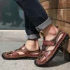 Sandálias masculinas de couro legítimo, sapatos de verão novos plus size, sandálias masculinas de banco, sandálias romanas, chinelos tamanho grande 38-48l2401, 2022