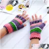 Fingerless Gloves Winter Adt Cloghet Gloves Colorf Stripe Knitted Fingerless Glove 6 Colors Wholesale Mittens Drop Delivery Fashion Ac Dhxrc