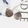 Dangle Earrings Ethnic Copperスパイラルテクスチャディスクラウンドコインドロップヴィンテージレトロレトロ女性ボヘミのジュエリーブリンコス