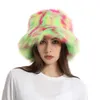 베레트 패션 화려한 플러시 어부 모자 여자 여자 여자 가을 겨울 따뜻한 푹신한 가짜 모피 버킷 우아한 야외 바람 방풍 캡