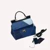 Top bolso cruzado de cartero para mujer, bolsos de mano para mujer, bolso de hombro tipo bandolera a la moda, bolso de retales azul vaquero