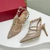 Mesh Pump Crystals Slingbacks Women Designer Sandals 100mm Stiletto High Heel Pointed Toes Wedding Party Pumps Top Mirror Quality Calfskin Straps Trim