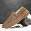 Tofflor stil mäns casual skor vinter plus sammet varm slip-on bomull trendig all-match modell snöstövlar för män