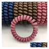 Pony Tails Holder Matt Colors Telephone Wire Pony Tails Holder Cord Gum Good Quality Girls Elastic Hair Rope Bracelet Drop Delivery J Dh5Fp