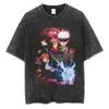 アニメ柔術kaisen tシャツヴィンテージ洗浄されたtシャツgojo sat