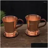 Mugs Handmade Pure Copper Water Tea Wine Beer Coffee Cup With Dishes Anti-Scalding Handle Moscow Me Drinkware Drop Delivery Home Gar Dhutn